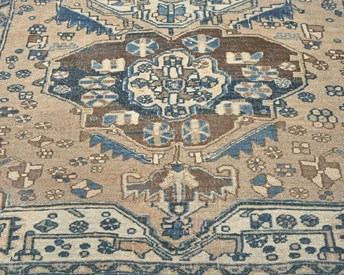 11 Ft Vintage Brown Persian Style Hand Knotted Low Pile Wool Runner Rug